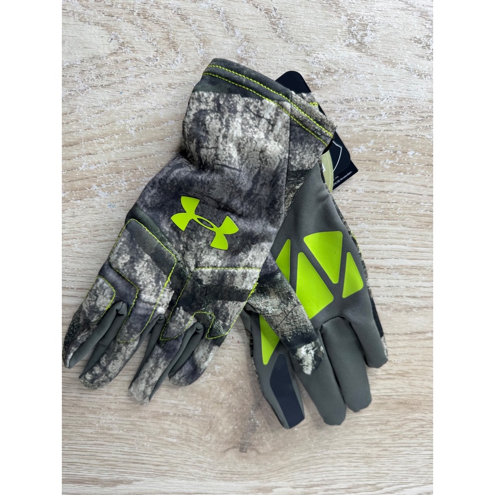 Under Armour Mens Mossy Oak Camo Scent Control Hunting Gloves Size Small